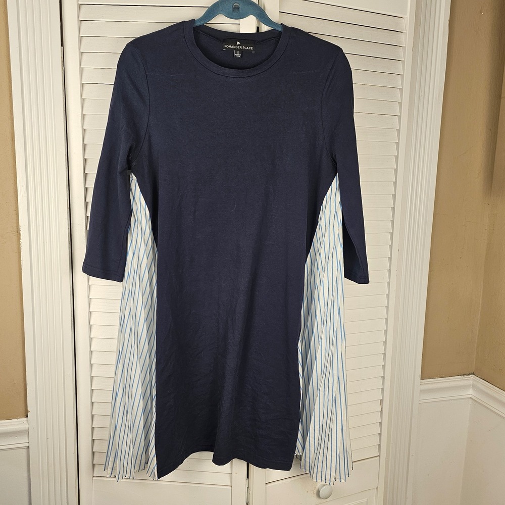 Pomander‎ Place Tuckernuck Navy Blue Knit Devon Dress Small Oversized